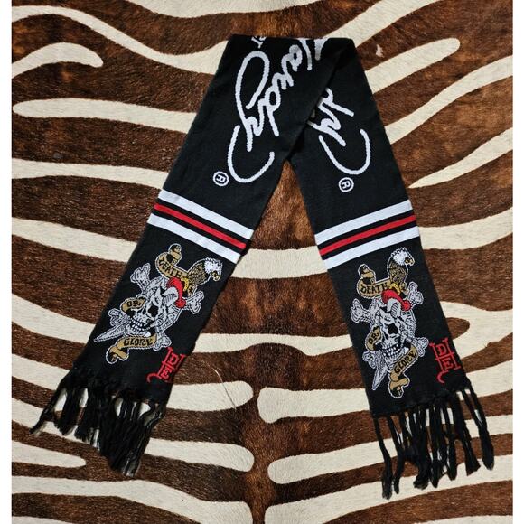 Vintage Y2K Ed Hardy Christian Audigier Death Or Glory Black Scarf Skull Eagle - Picture 2 of 6